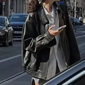 무천도사 여성용 여사친 빈티지 오피스룩 집업야구항공 PU가죽 집업 멋스러운 코트 숄카라 슬림핏 잠바 KKE