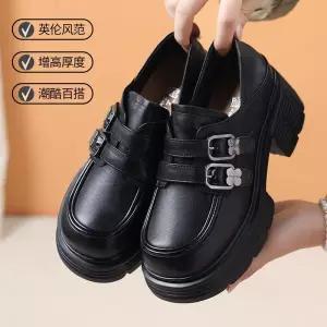 여성용 가을 빈티지 구두 플랫 진피 사계절 단화 로퍼 라운드토우 키높이 패피3