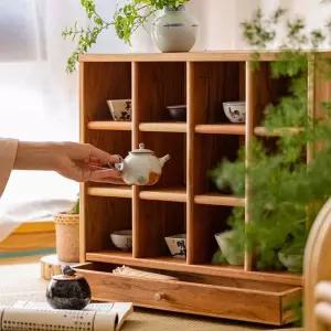 원목 머그컵 선반 빈티지 다구 보관함 카페 수납 찻잔