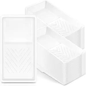 Geelin 120개 페인트 트레이 라이너 4인치 소형 팬 미니 깊은 포켓과 텍스처 리지가 있는 일회용 롤러