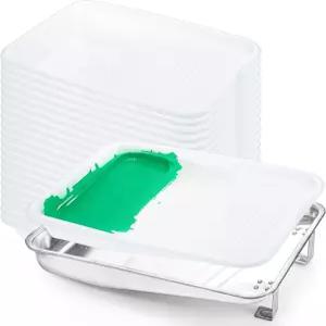 Jucoan 9인치 페인트 트레이 및 라이너 세트 20개의 플라스틱 1개의 금속 롤러 일회용 팬 라이너로 쉽게