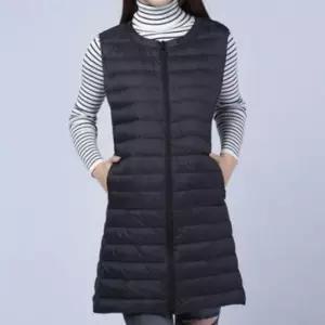 [옷은날개] 여성 슬림핏 심플 집업 롱 겨울 패딩 경량 조끼 베스트