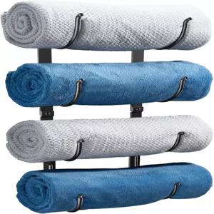 욕실 롤드 타월 랙 4단 벽걸이 수납 홀더 수건 걸이 정리함 담요 대형 목욕 시트 RV 공간 절약 옷장 화장실