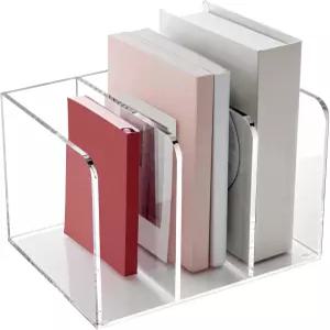 토요스포츠 클리어 아크릴 파일 정리함 3칸 매거진 홀더 데스크탑 책꽂이 랙 세로형 문서 사무실 책상 가정