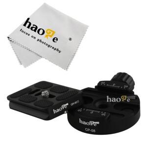 Haoge 나사 손잡이 클램프 어댑터 60mm QR 퀵 릴리스 플레이트 포함 카메라 삼각대 볼 헤드 모노포드 핏 아