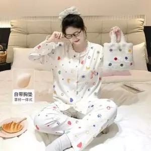 팬츠 면 봄 탈부착 패드 잠옷 카디건 불가 긴팔 커플 잠옷세트 세트 원픽1