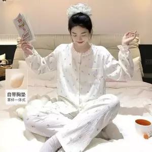 팬츠 면 봄 탈부착 패드 잠옷 카디건 불가 긴팔 커플 잠옷세트 세트 원픽1