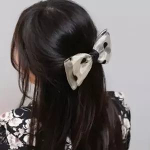 2단리본자동핀 도트자동핀 본핀 루헤어핀 슈슈도본자동헤어핀옐로우 루자동핀