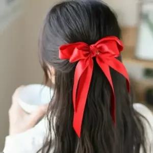 왕리본핀 리본핀 머리핀 헤어핀 골프리본 머리삔 슈슈새틴롱리본자동헤어핀 레드