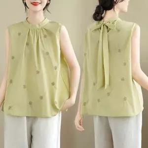 스파이더맨 여사친 투피스 나시 민소매 상의 셔츠 뒤 블라우스 썸머룩 자수 모시 OPH1