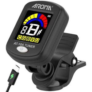 기타, 바이올린, 우쿨렐레, 베이스, 만돌린을 위한 울루맥 아로마 충전식 기타 튜너 클립, 유채색 튜닝 모드, 풀 컬러 디스플레이, 빠르고 정확한 튜닝, 화이트(타입-C 충전 케이블 포함)