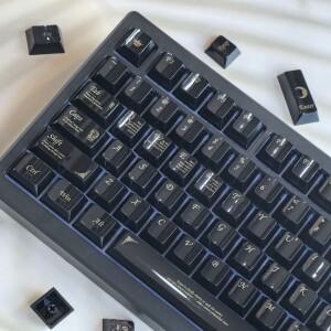 블랙 미러 키캡 세라믹 질감 PC 체리 115키 소형 풀세트 순수 흑백 심플 커스텀