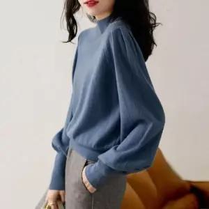 [옷은날개] 여성 퍼프 니트 하프 반목 반폴라 티셔츠 터틀넥 이너 반폴라티 목폴라 하프넥