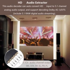 5.1CH HD 오디오 추출기 디코더 ~ 3.5mm RCA 채널 사운드 PS4 DVD 용 앰프 아날로그 변환기