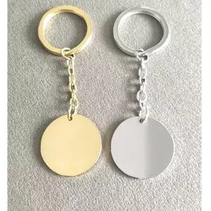 호환  10개 304 스테인리스 스틸 25mm 원형 펜던트 참 키체인 미러 폴리시 키체인