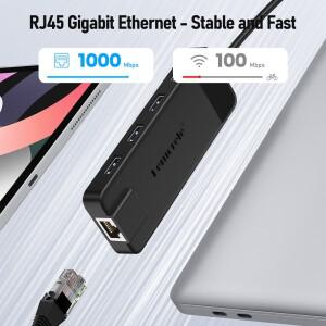 Lemorele 10 포트 USB C 허브 유형 C-HDMI 4K RJ45 PD 어댑터 도킹 스테이션 Mac 2.0 노트북 태블릿 액세서