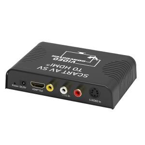 S-비디오 SCART-HDMI 컨버터 Svideo 컴포지트 AV STB DVD HDTV용 Scart 출력 3 in 1