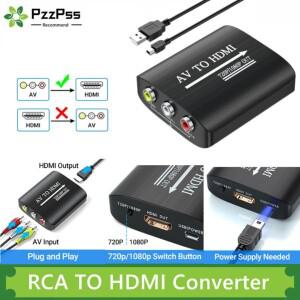 1080P AV RCA-HDMI 컴포지트 어댑터 오디오 컨버터 (USB 케이블 포함) HD 박스 VHS N64 Wii PS1/2/3 지원