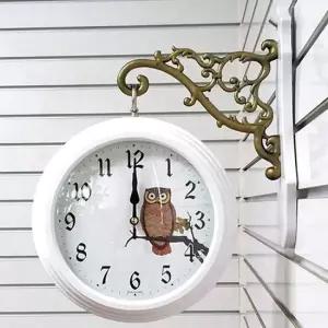 GB2279 무소음 부엉이 양면 벽시계 화이트 제조한국 양면시계 무소음시계 인테리어벽시계