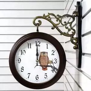 GB2128 부엉이 소음 양면 벽시계 진밤색 제조한국 양면시계 집들이시계 인테리어벽시계