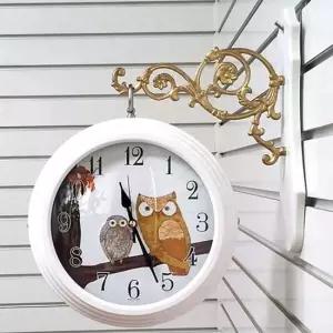 GB2276 무소음부엉이주석양면 벽시계 퓨어화이트 한국 양면시계 무소음시계
