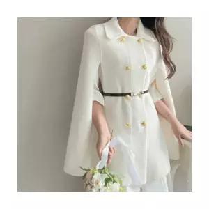 엘린무드 (벨트세트) 티모시 케이프 겨울 부드러운 블랙 아이보리 연말 자켓(2color)