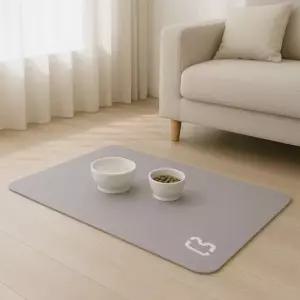 반려동물 물그릇 규조토 흡수패드 그레이 부엉이 디자인 강아지식탁매트 강아지식기매트