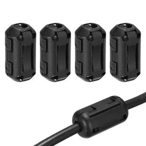 MECCANIITY 4Pcs 클립온 페라이트 링 코어 블랙 감소 간섭 RFI 클립 EMI 억제 비드 7mm 소음 필터 케이블