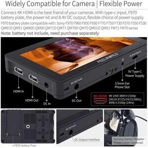 FEELWORLD F5 PRO V4 모니터 HDMI 입력 6인치 터치 스크린 3D LUT DSLR 카메라 필드