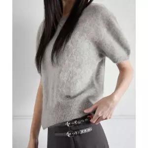 런던다다 헤어리 울 팬던트 하프 슬리브 니트 그레이 1914015