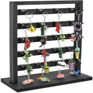 20개의 탈착식 금속 후크가 있는 아이키 디자인 나무 주얼리 디스플레이 랙 귀걸이 카드 스탠드 보석