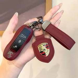 그레이리빙 포르쉐 가죽 A형 키커버 키케이스 레드 타이칸 자동차 크래용