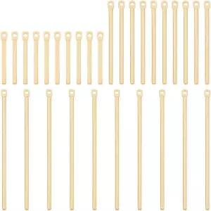 UNICRAFTALE 30개입 메탈 바 참 24K 금도금 롱 모양 펜던트 스테인리스 스틸 수직 DIY 목걸이/귀걸이
