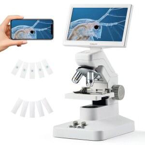 [미국배송] 성인 학생을 위한 톰로프 DM301 프로 현미경 7인치 화면의 디지털 USB 및 HDMI 출력 교실 홈 랩용 슬라이드 키트가 포함된 무선 생물학 교육 과학 스코프 카메라