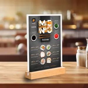 아크릴 우드메뉴판 A4 세로 스탠드 POP 메뉴 거치대 메뉴판 아크릴메뉴판 카페메뉴판 메뉴판제작