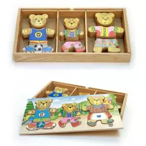 유아 아기 색감 발달 원목 인형 옷입히기 곰돌이 가족 인형만들기 인형옷입히기 종이조립 사람인형만들기