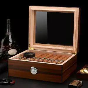 시가 보케이스 우드 상자 습도조절 휴대용 d형 캐비닛 수납 세트 담배케이스 빈티지 담배