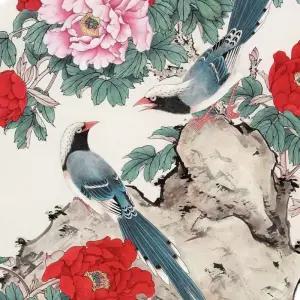 동양화 도안 공필화 민화 화조도 화접도 모란 꽃 취미