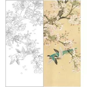 민화 도안 밑그림 동양화 트레이싱 꽃그림 화조도 따라그리기 스캐치