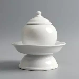 청수 제수용 잔 옥수 백자 물 동이 당초문 단지 그릇 L [fA1A2CC]