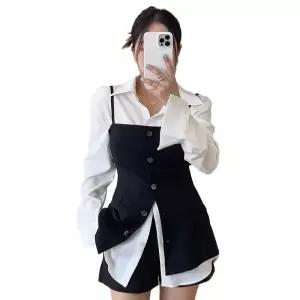 셔츠 팬츠 세트 하이웨스트 하객룩 투피스 빅사이즈 코디