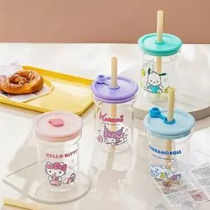 산리오 버블파티 내열유리 빨대컵 550ml 사무용품