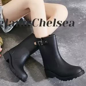 여성 여름 레인부츠 스타일 벨트 한국형 우비 신발 첼시부츠 장화부츠 여름장화 레인부츠