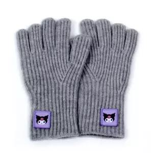 캐릭터장갑 터치 페이스 14세~ 니트장갑 자수 쿠로미 핑거홀 보온 20I WD18BA7