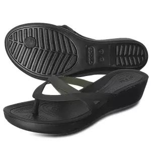 여성 이사벨라 웨지 플립 / 204773-060 블랙 / 여성 키높이 쪼리슬리퍼 / Crocs Isa