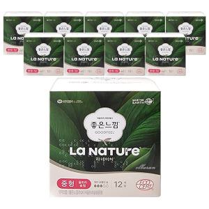 좋은느낌 라네이처 울트라슬림 중형 12개 x10팩-박스 유기농 생리대