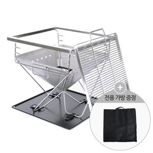 특대형 캠핑 화로대 불멍 숯불 야외 바베큐 그릴 TR-B 사각 경량 와이드 휴대용 높이조절 스테인리스 장작 접이식 아웃도어 우드스토브 폴딩