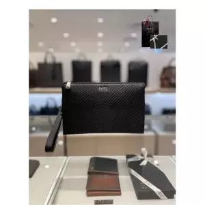 [롯데백화점]닥스 액세서리 [선물포장] 블랙 체크패턴 소가죽 그립백 DBBA2F305