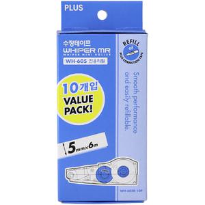 PLUS 화이퍼 펜형 수정테이프 리필 10개입 WH-605R-10P 5mm X 6M