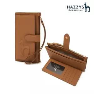 [롯데백화점]헤지스ACC [선물포장] HIHO3E253_브라운 가죽 엠보 퍼피 스트랩 장지갑